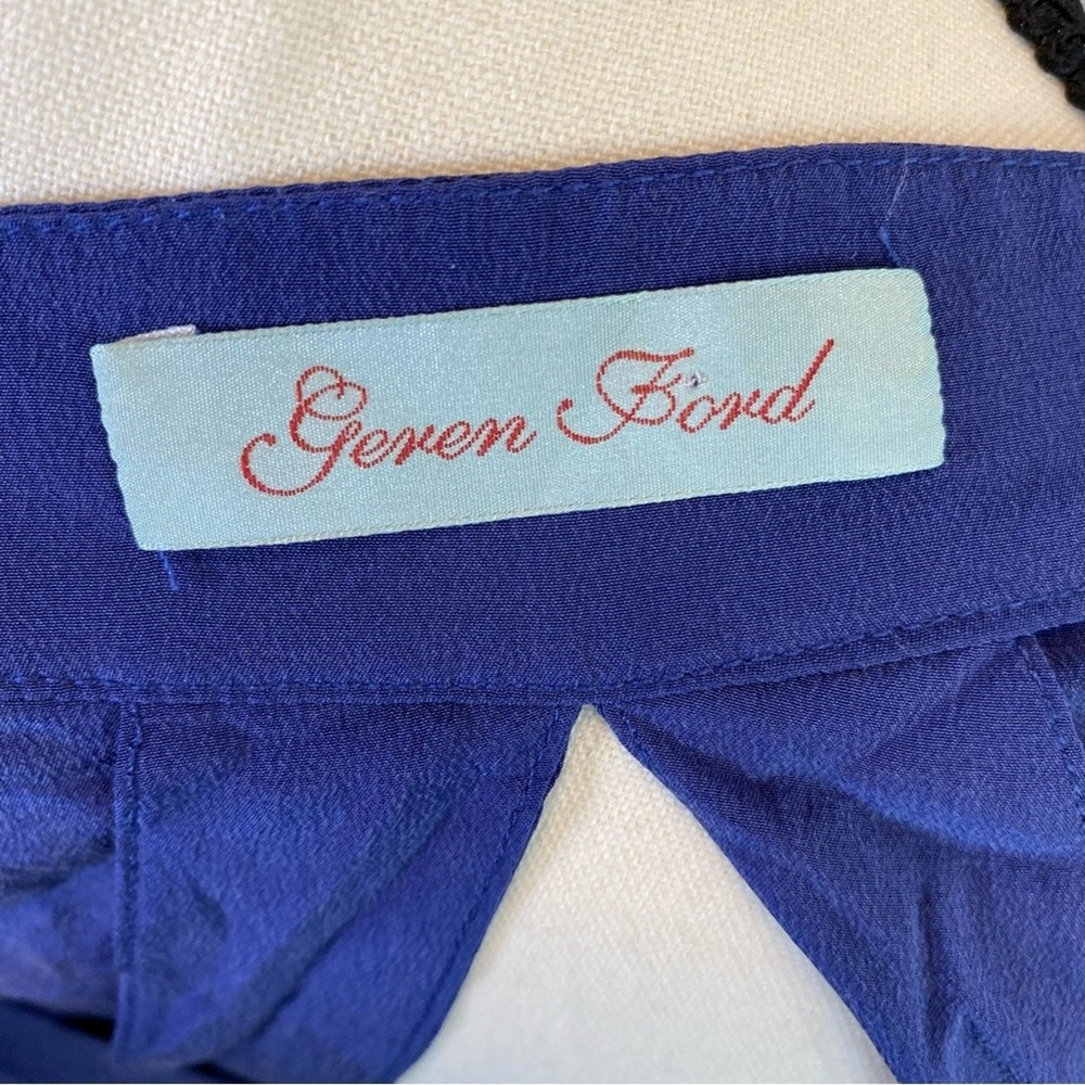 Geren Ford Women's Medium Blue Silk Mini Dress Square Neck Keyhole Back - Picture 8 of 11
